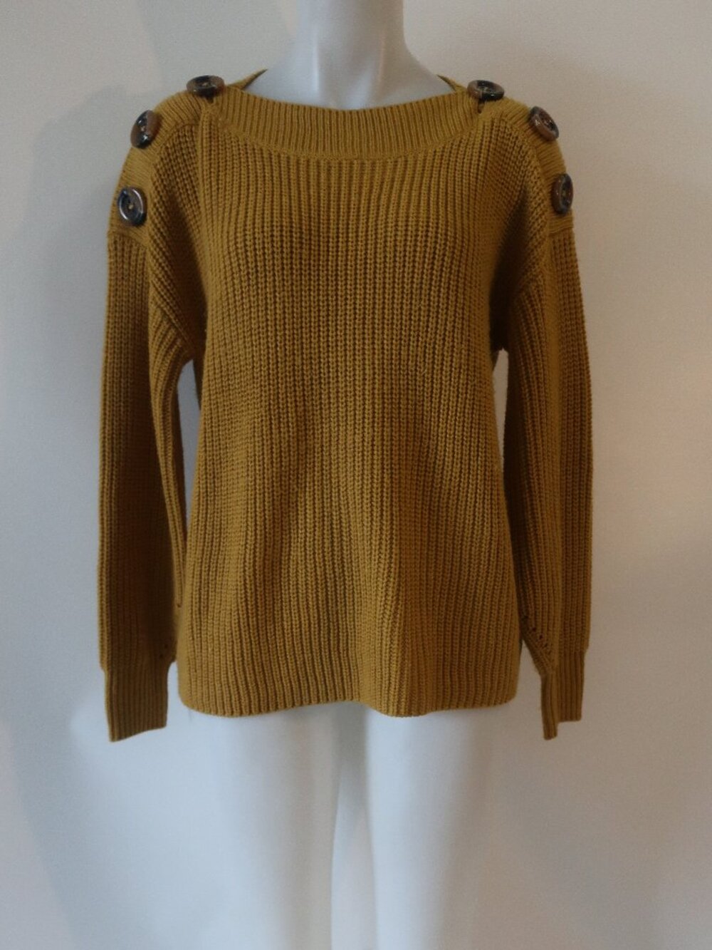 Womens Philosophy (Item-805) Mustard Button Shoulder Sweater S​ - Picture 8 of 9